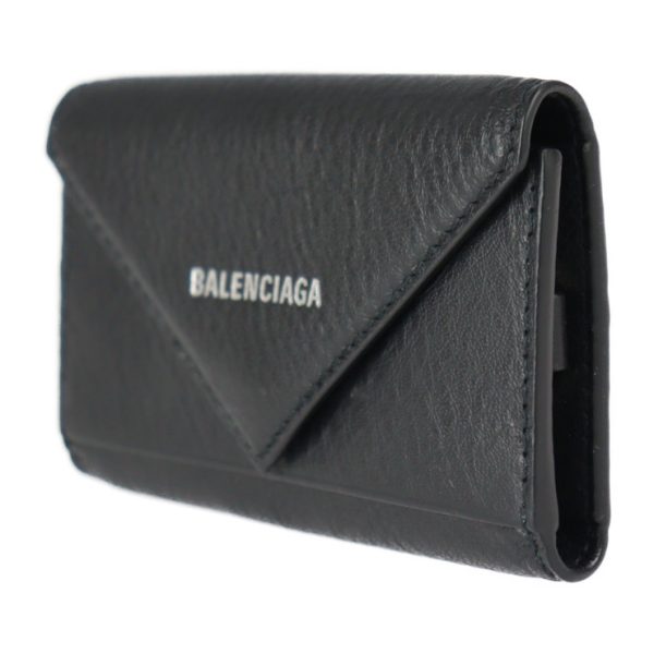 2322053008153 2 Balenciaga Paper Leather Key Case Black