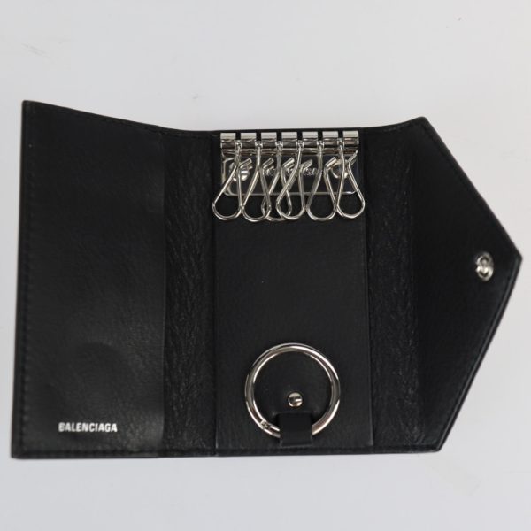 2322053008153 6 Balenciaga Paper Leather Key Case Black