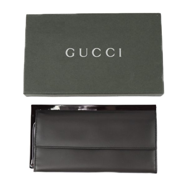 2322093001141 10 Gucci Long Leather Gray Tri fold Wallet