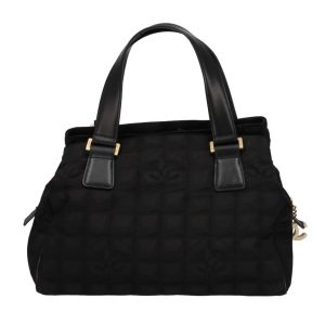 23221 1 Fendi Zucchino Pattern Canvas Handbag Black