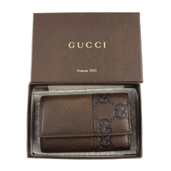 2322113002137 10 Gucci Guccisima Key Case Leather Brown 6 Rows