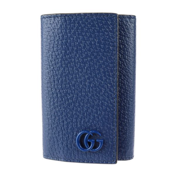 2323113010154 1 Gucci GG Marmont Key Case Navy Silver Hardware