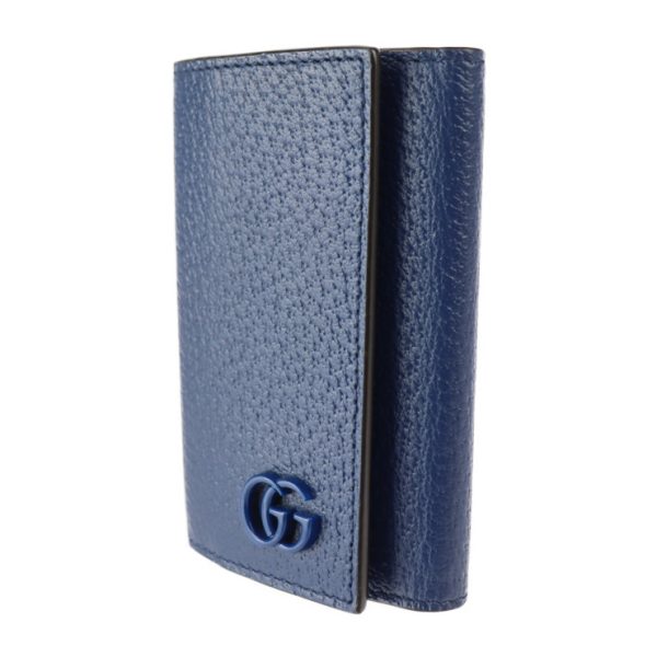 2323113010154 2 Gucci GG Marmont Key Case Navy Silver Hardware