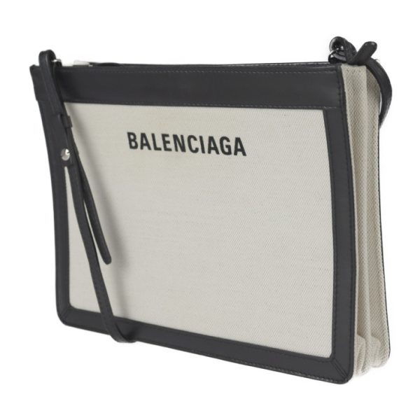 2325053007210 2 Balenciaga Navy Pochette Canvas Leather Shoulder Bag Natural Black