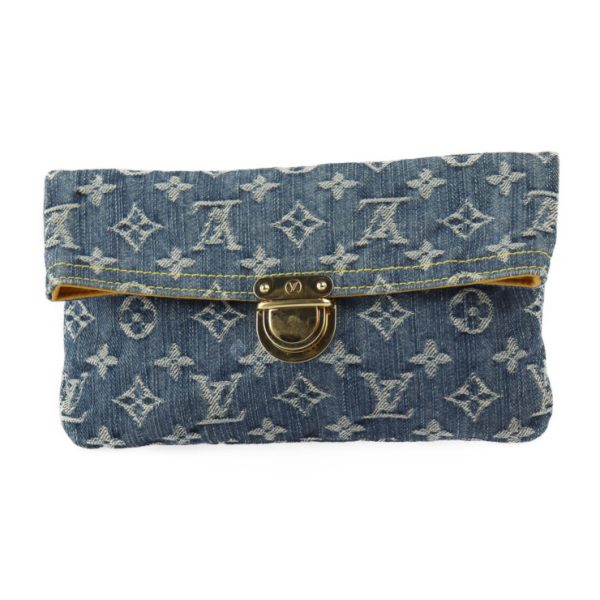 2326013010114 1 Louis Vuitton Pochette Plat Clutch Bag Denim Blue