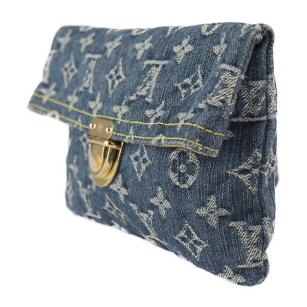 2326013010114 2 Louis Vuitton Pochette Plat Clutch Bag Denim Blue