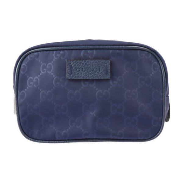 2326013010120 1 Gucci Pouch GG Nylon Leather Navy Cosmetic Pouch