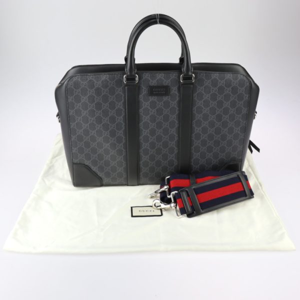 2326103007212 9 Gucci Business Bag GG Supreme Leather Gray Black