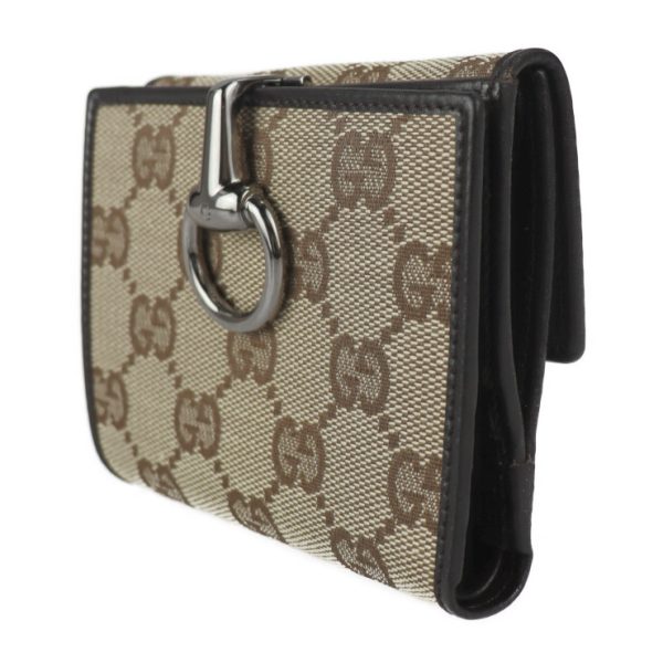 2327033007240 2 Gucci Horsebit Bifold Wallet GG Canvas Beige Brown