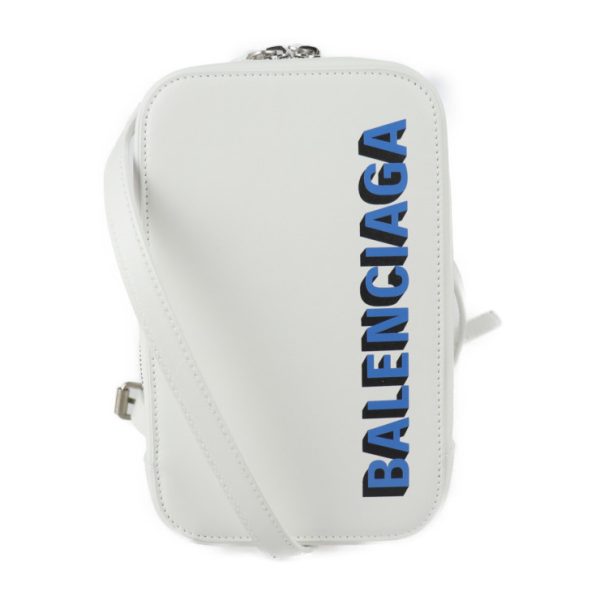 2327033008211 1 Balenciaga Cash Zip Leather Phone Holder White Blue