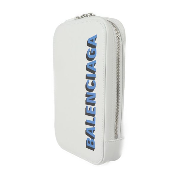 2327033008211 2 Balenciaga Cash Zip Leather Phone Holder White Blue