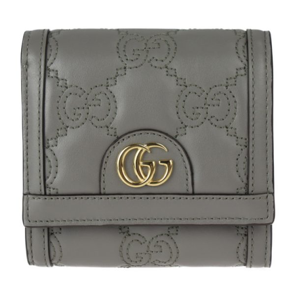 2328053008221 1 Gucci GG Matelasse Bifold Wallet Leather Gray