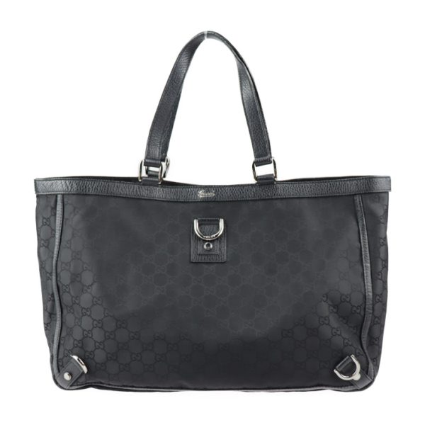 2328093010179 1 Gucci Abbey Tote Bag GG Nylon Leather Black