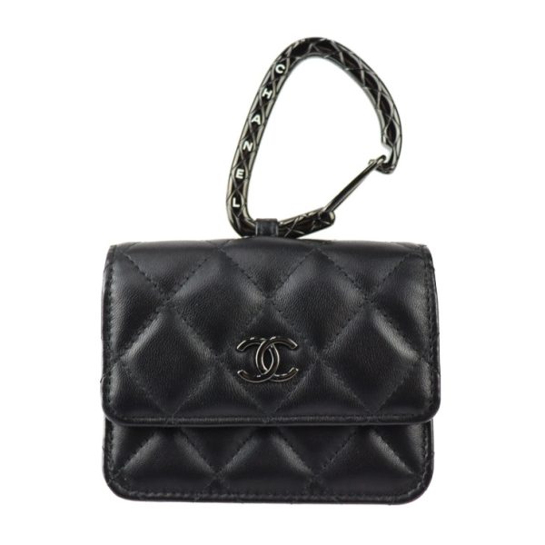 2330113007240 1 Chanel Matelasse Card Case Hook Coco Mark Black