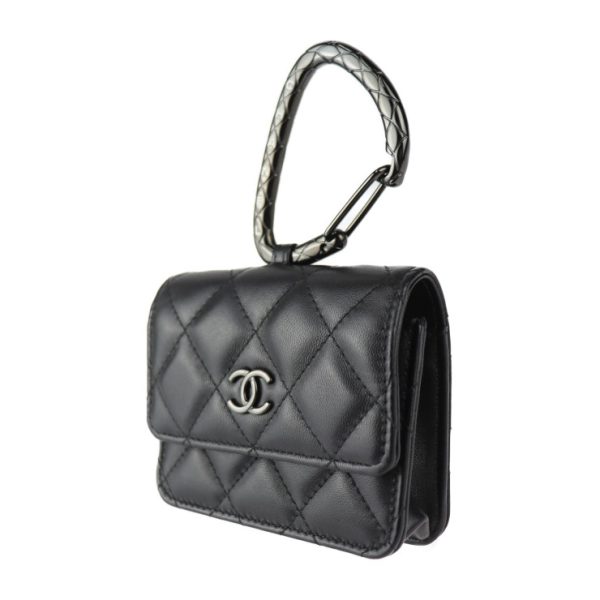 2330113007240 2 Chanel Matelasse Card Case Hook Coco Mark Black