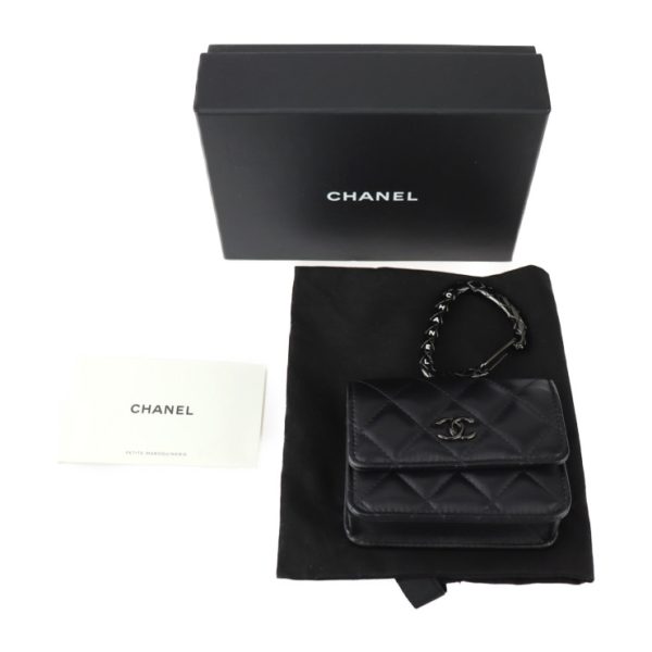 2330113007240 9 Chanel Matelasse Card Case Hook Coco Mark Black