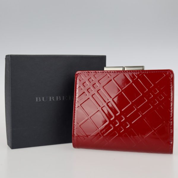 2331053002249 10 Burberry Plaid Enamel Bifold Wallet Red