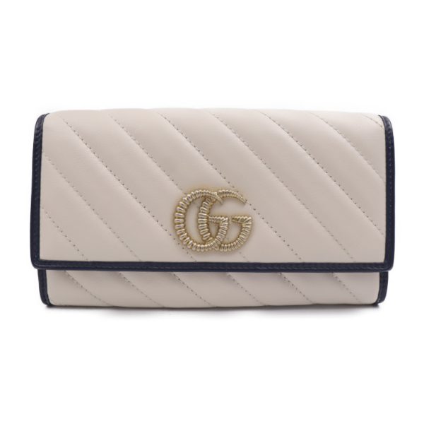 2331073007176 1 Gucci Continental GG Marmont Wallet White Navy