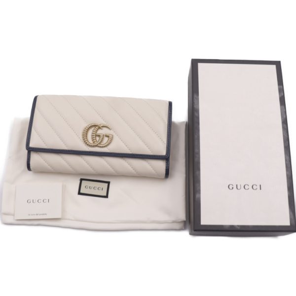 2331073007176 9 Gucci Continental GG Marmont Wallet White Navy