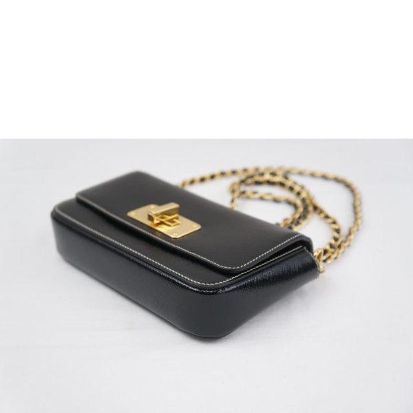 23313 4 Prada Saffiano Chain Shoulder Bag Black