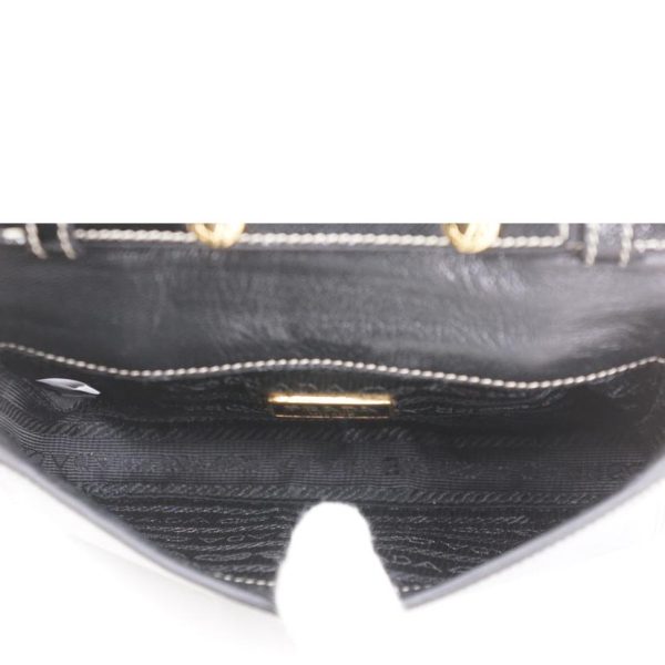 23313 6 Prada Saffiano Chain Shoulder Bag Black