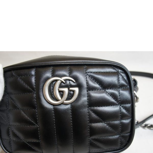 23336 8 Gucci GG Marmont Quilted Leather Shoulder Bag Black