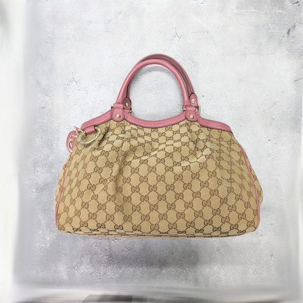 234 02 Gucci Sookie GG Canvas Tote Bag Beige Pink