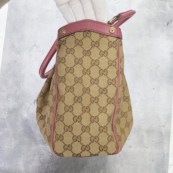 234 04 Gucci Sookie GG Canvas Tote Bag Beige Pink