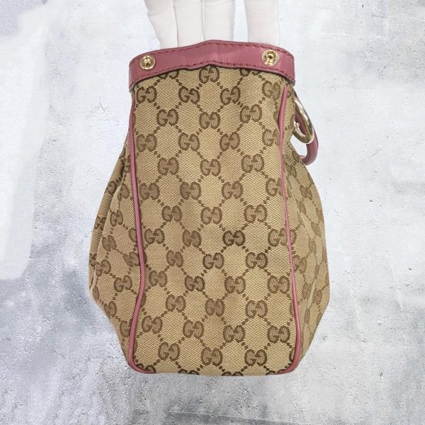 234 05 Gucci Sookie GG Canvas Tote Bag Beige Pink