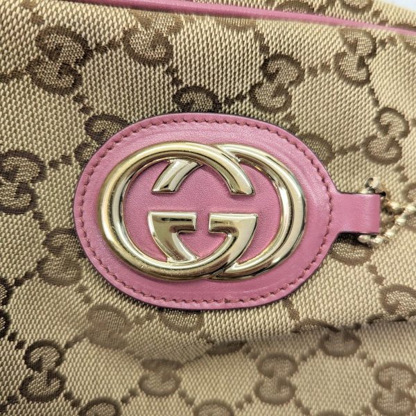 234 16 Gucci Sookie GG Canvas Tote Bag Beige Pink