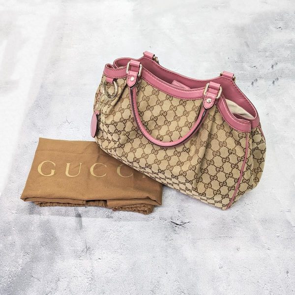 234 20 Gucci Sookie GG Canvas Tote Bag Beige Pink