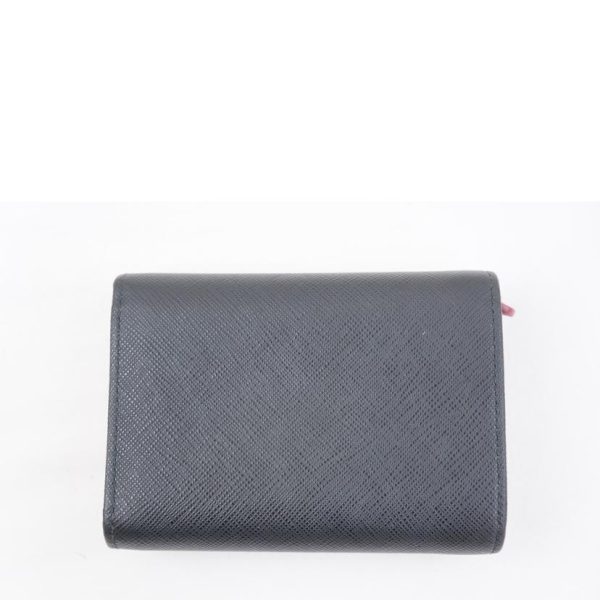 23528 2 Prada Saffiano Compact Wallet Black