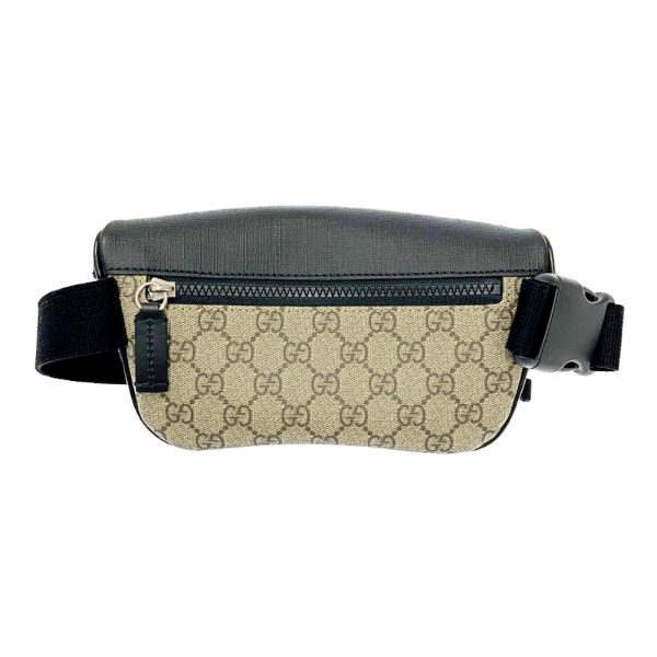 238129 4 Gucci PVC Leather GG Supreme Body Bag Black Beige