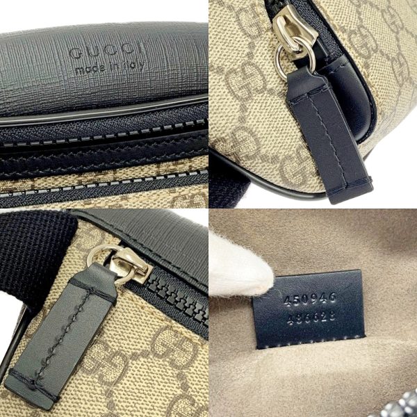 238129 6 Gucci PVC Leather GG Supreme Body Bag Black Beige