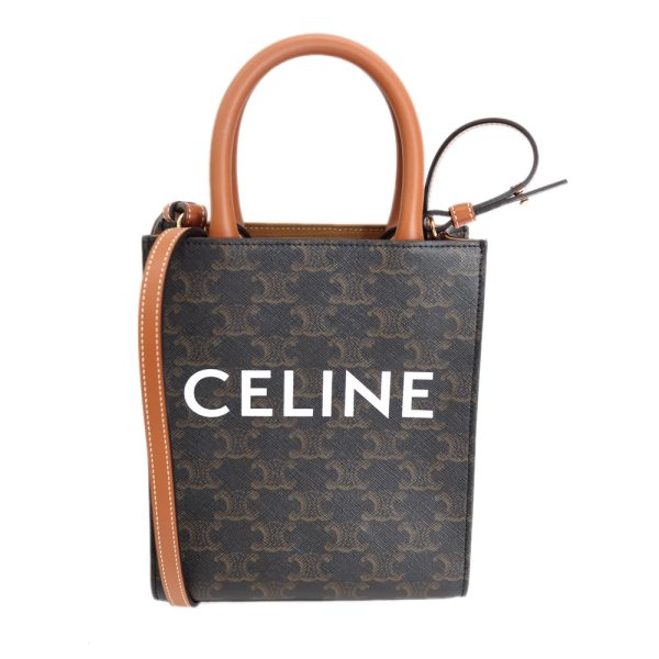 24 1137 01 Celine Vertical Cover Mini Triomphe 2WAY Bag Brown