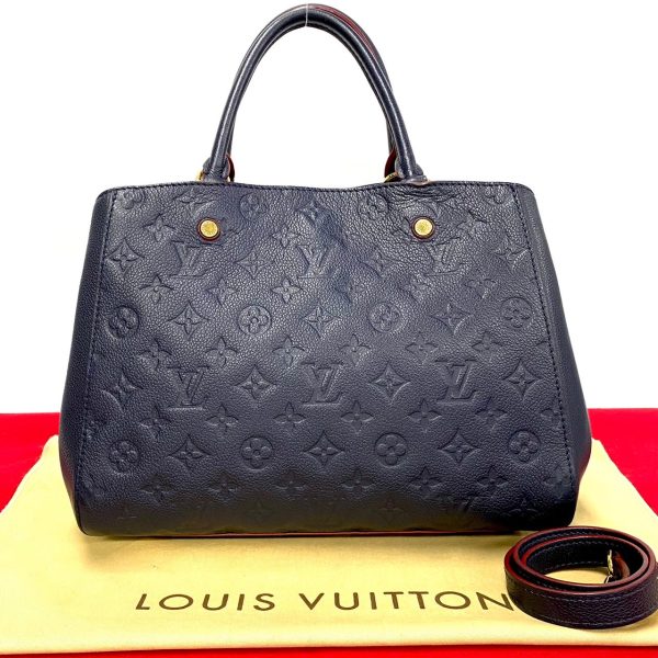 240316kmk356 9 1 Louis Vuitton Montaigne MM Monogram Empreinte 2way Bag Navy