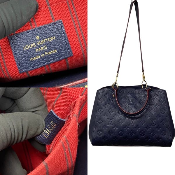 240316kmk356 9 5 Louis Vuitton Montaigne MM Monogram Empreinte 2way Bag Navy