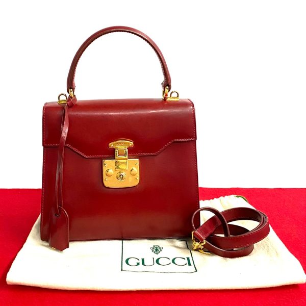 240413kmk616 4 1 Gucci Vintage Gucci Ladylock Leather 2way Mini Shoulder Bag Red