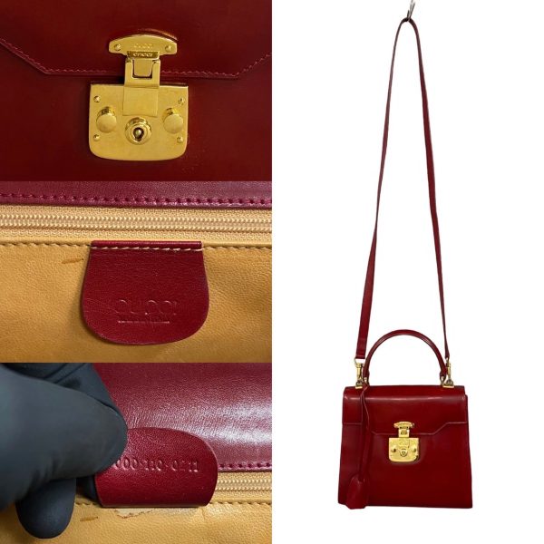 240413kmk616 4 5 Gucci Vintage Gucci Ladylock Leather 2way Mini Shoulder Bag Red