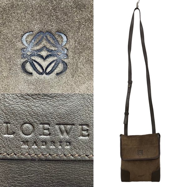 240511kmk784 3 4 Loewe Anagram Logo Suede Leather Shoulder Bag Brown