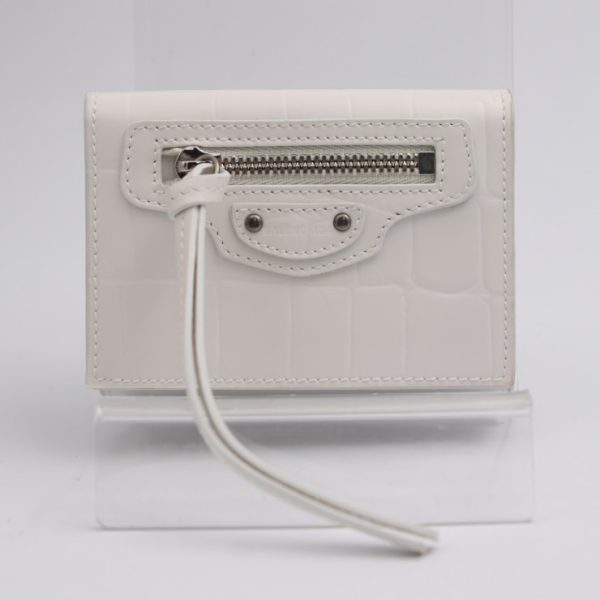 2406063007037 1 Balenciaga Neoclassic Croco Embossed Leather Wallet White