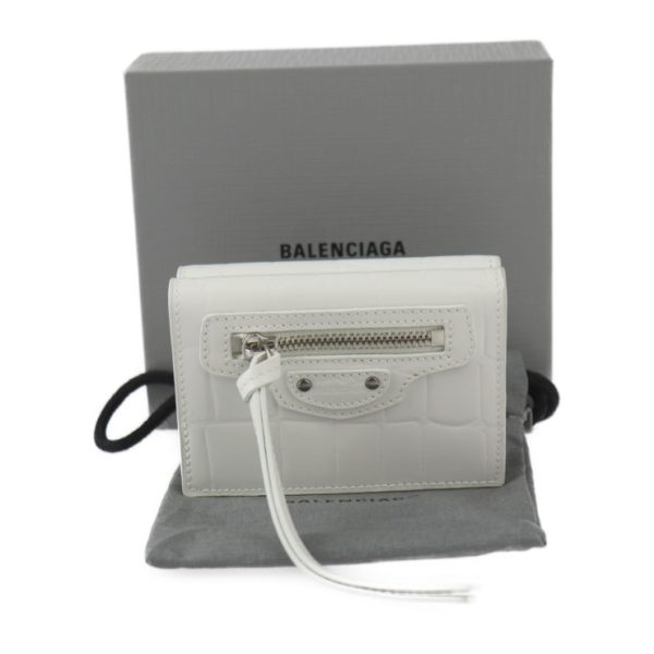 2406063007037 9 Balenciaga Neoclassic Croco Embossed Leather Wallet White