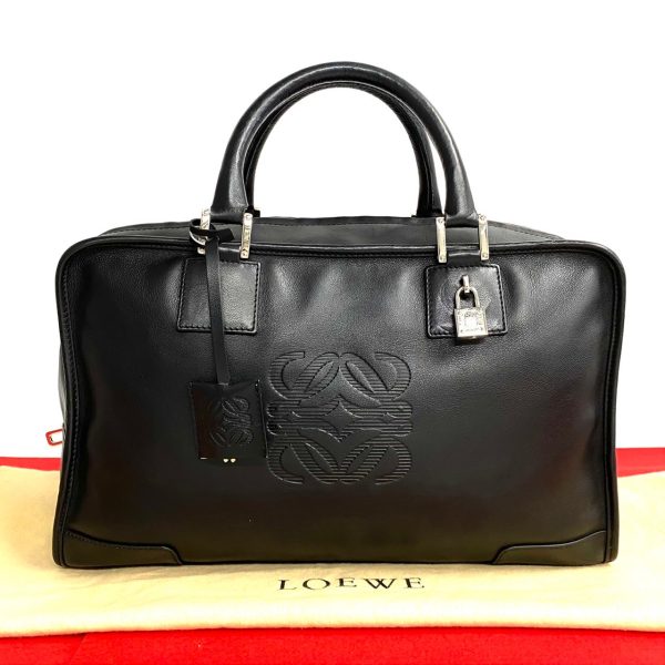 240625mna292 10 1 Loewe Amazona 36 Anagram Leather Mini Boston Bag Black