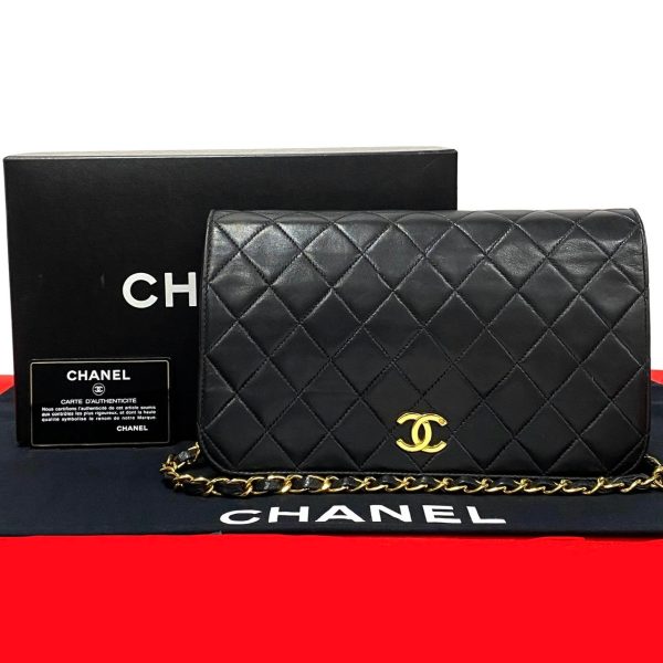 240630kma726 5 1 Chanel Matelasse Coco Mark Full Flap Lambskin Chain Shoulder Bag Black