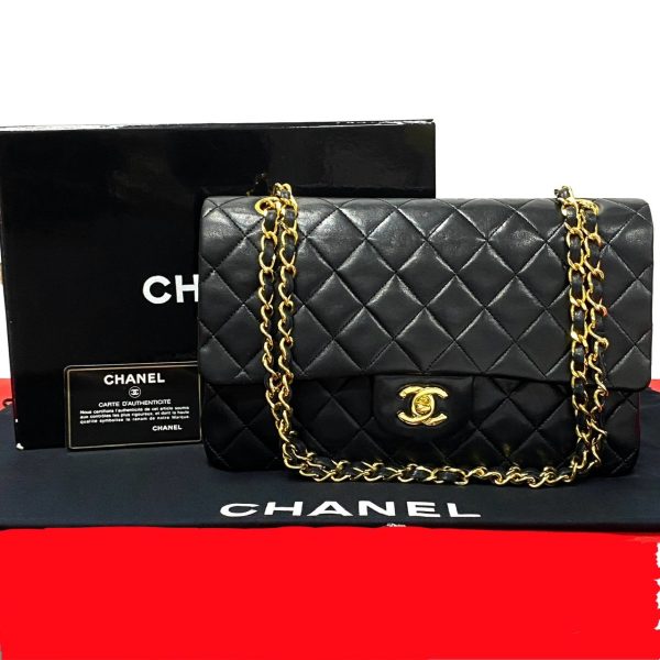 240630kma728 5 1 Chanel Matelasse Coco Mark Double Flap Lambskin Chain Shoulder Bag Black