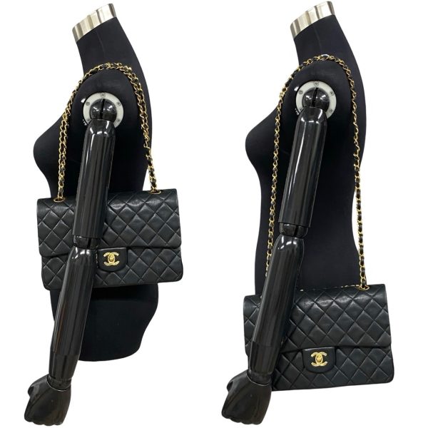 240630kma728 5 3 Chanel Matelasse Coco Mark Double Flap Lambskin Chain Shoulder Bag Black