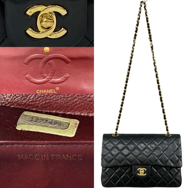 240630kma728 5 4 Chanel Matelasse Coco Mark Double Flap Lambskin Chain Shoulder Bag Black