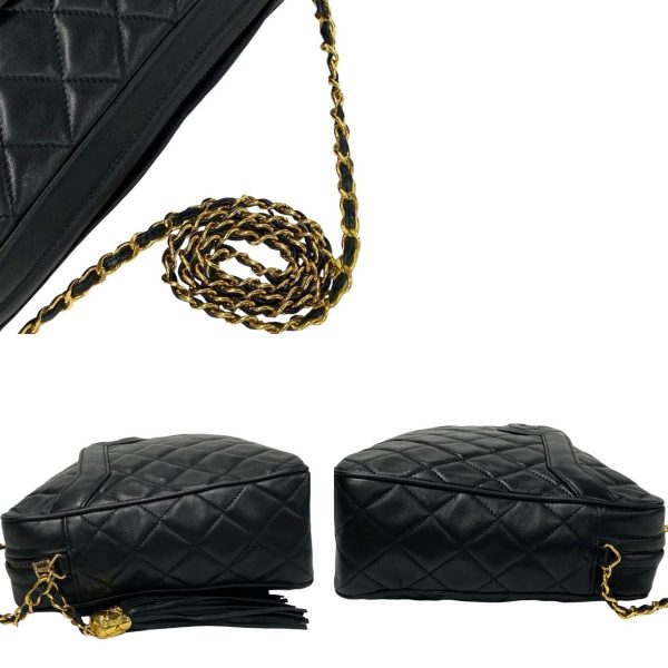 240630kma728 6 6 Chanel Matelasse Coco Mark Tassel Lambskin Chain Shoulder Bag Black