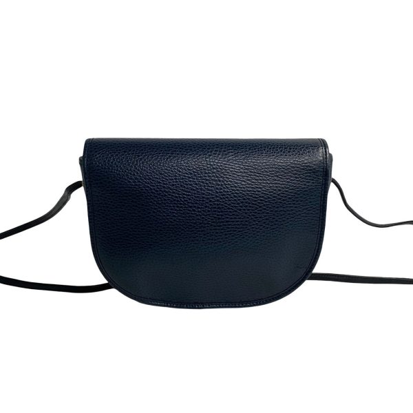 2406jpa397 7 5 Christian Dior Vintage Leather Shoulder Bag Navy Blue