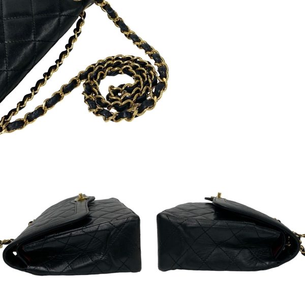 2406jpa429 7 6 Chanel Matelasse Paris W Flap Coco Lambskin Chain Bag Black